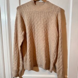 Women’s J. Crew Cable Knit Sweater Tan XL Extra Soft